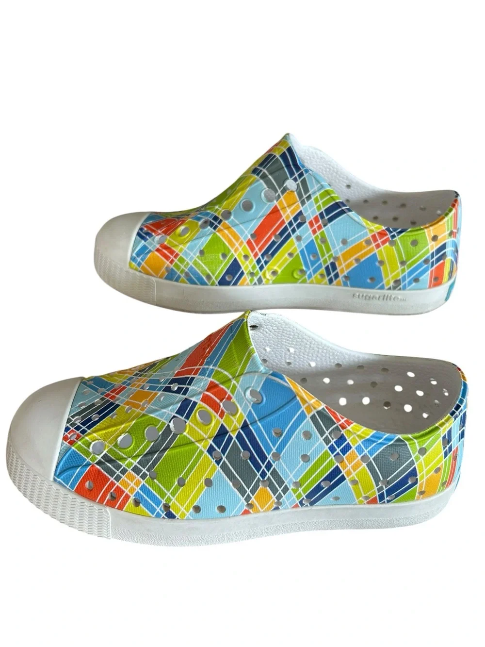 Native Kids Jefferson Sugarlite Rainbow Multi-Plaid Print Slip On Shoes Size C11